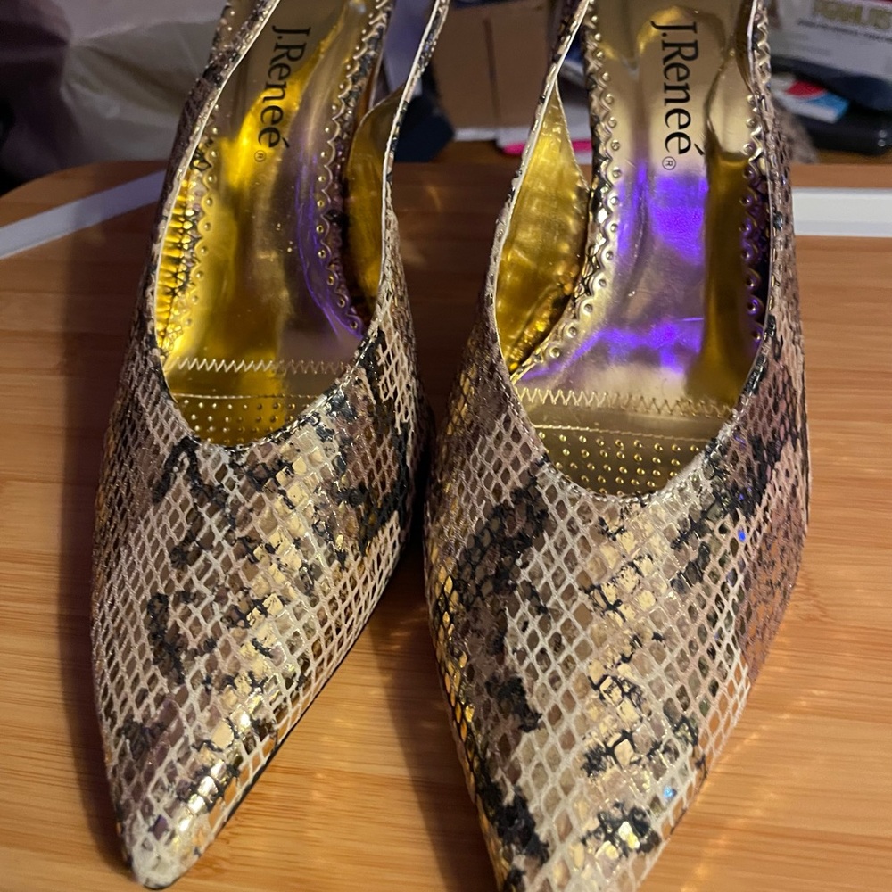 J.Renee’ Metallic Reptile Leather Shoes 10M